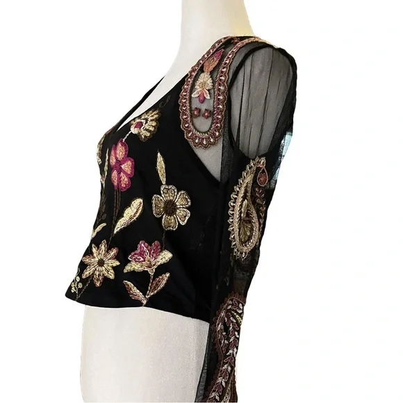 Free People Embroidered Sheer Corset Top XS Florence Festival - Picture 7 of 13